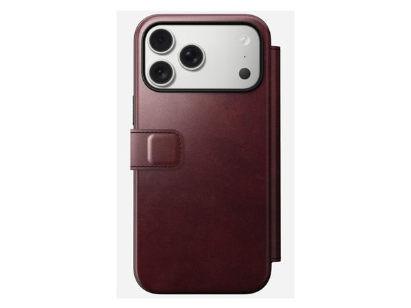 NOMAD Modern Leather Folio - lærveske for iPhone 17 Pro Max kompatibel med MagSafe| Horween-skinn (burgunder)