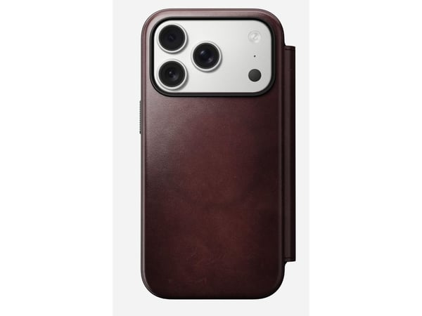NOMAD Modern Leather Folio - lærveske for iPhone 17 Pro kompatibel med MagSafe Horween-lær (burgunder)