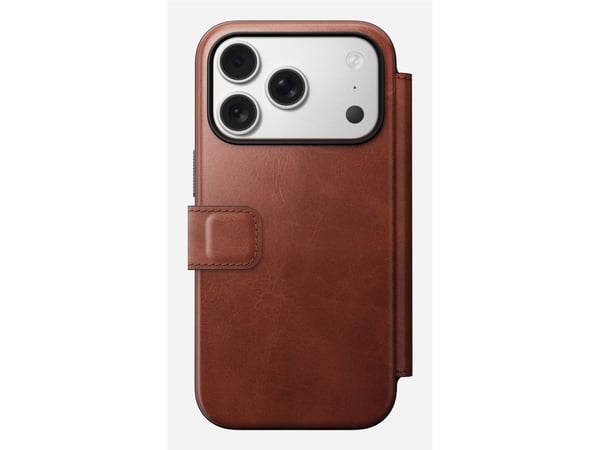 Nomad Modern Leather Folio, Folio-kotelo, Apple, iPhone 17 Pro, 16 cm (6.3"), Ruskea