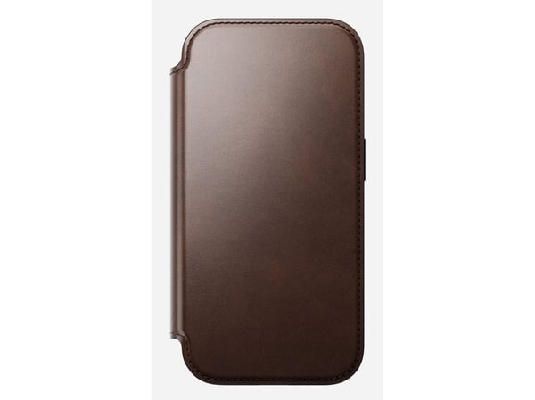 NOMAD Modern Leather Folio - Lærveske for iPhone 17 Pro kompatibel med MagSafe Horween-lær (rustikk brun)