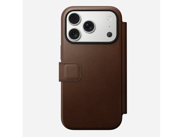 Nomad Modern Leather Folio, Folio-kotelo, Apple, iPhone 17 Pro, 16 cm (6.3"), Ruskea