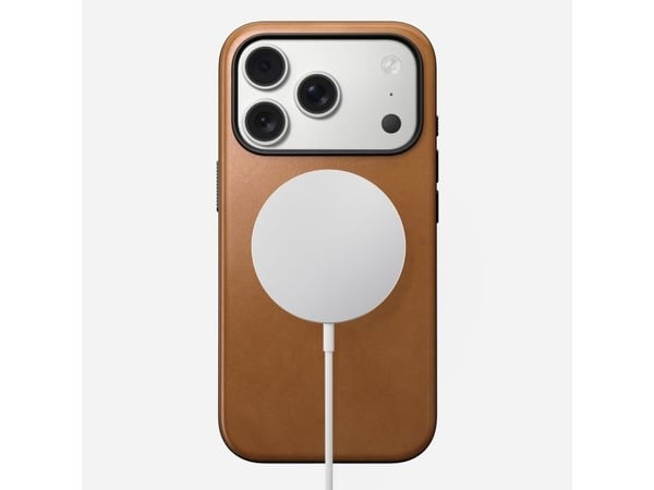 NOMAD Modern Leather Case - lærveske for iPhone 17 Pro kompatibel med MagSafe (engelsk tan-c)