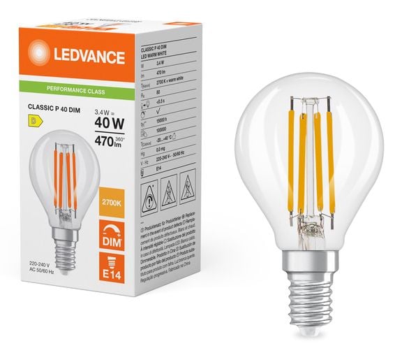 Osram 4099854439193, 3,4 W, 40 W, E14, 470 lm, 15000 timer, Varm hvit