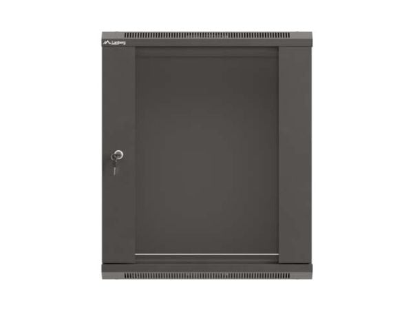 19" RÄKKIASENNETTAVA ASENNUSKAAPPI 12U 540X350 MUSTA LASIOVI LANBERG (FLAT PACK)