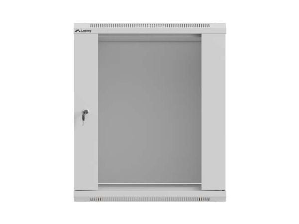 19" RACKMONTERBART INSTALLASJONSSKAP 12U 540X350 GRÅ GLASSDØR LANBERG (FLAT PAKKE)