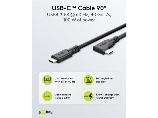 Goobay 79430, 1 m, USB C, USB C, 40 Gbit/s, Svart