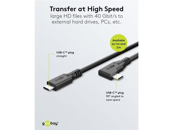 Goobay 79431, 2 m, USB C, USB C, 40 Gbit/s, Svart