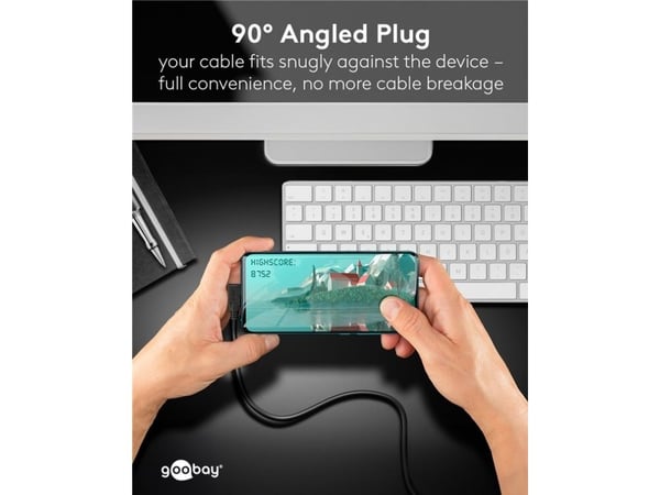 USB-C™-kabel 90°, USB4™, 2 m, sort