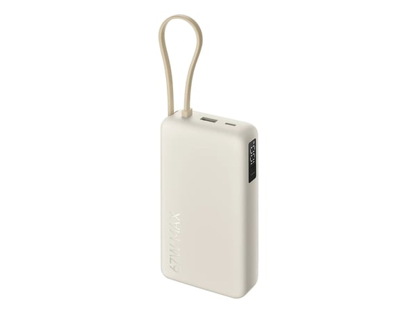 Xiaomi PB2067 - Strømbank - integrated cable - 20000 mAh - 74.37 Wh - 67 watt - 3.25 A - Fast Charge, QC 2.0, QC 3.0, QC 3.5, PD 2.0, Power Deliver...