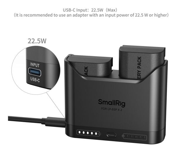 SmallRig 5484, Lithium-Ion (Li-Ion), Over-spenning (volt), Under temperatur, 2 stykker, Batterier medfølger