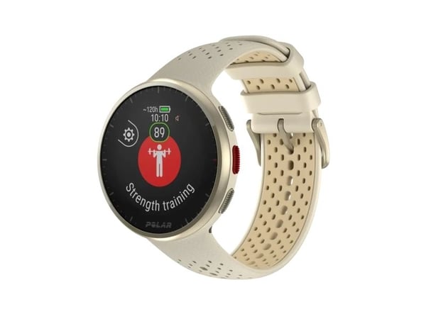 Polar Pacer Pro - Smartklokke med bånd - silikon - beige - båndbredde: S/L - display 1.2" - 32 MB - Bluetooth - 23 g - gullstøv