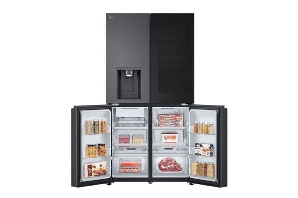 LG GMG960EVEE.AEVQEUR, Frittstående, Amerikansk dør, Sort, Knapper, Berøringskontroll, LED, På innsiden