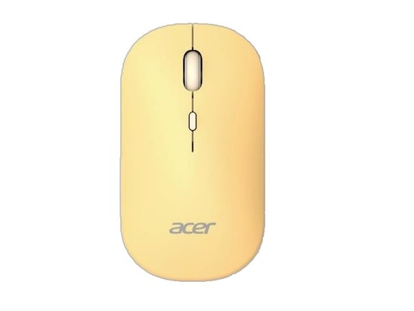 Acer AMR130 - Mus - ergonomisk - optisk LED - 4 knapper - trådløs - 2.4 GHz, Bluetooth 5.2 - USB trådløs mottaker - gul