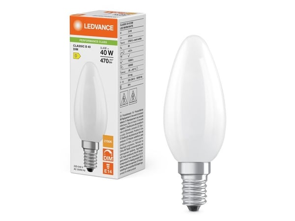 Osram LED CLASSIC B DIM P, 3,4 W, 40 W, E14, 470 lm, 15000 h, Varm hvit