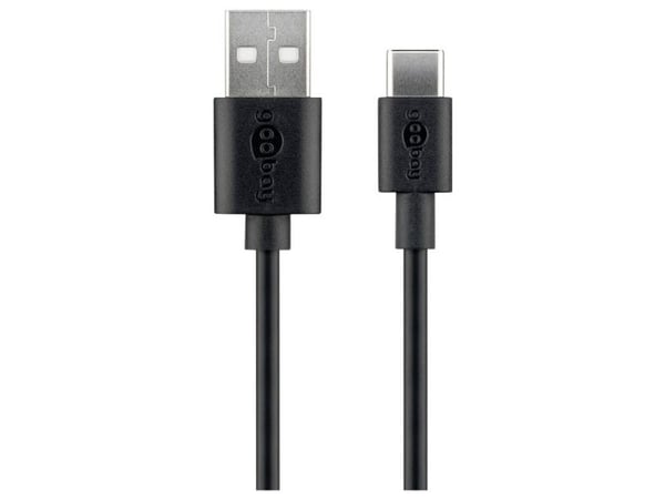 goobay - USB-kabel - USB (hann) til USB-C (hann) - USB 2.0 - 3 A - 1 m - svart