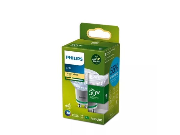Philips - LED-pære for søkelys - form: PAR16 - klar finish - GU10 - 2.1 W (ekvivalent 50 W) - klasse A - varmt hvitt lys - 2700 K