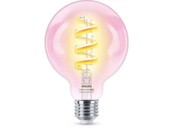 Philips Älykäs RGB-filamenttilamppu, G95, E27-kanta, 470 lm, Älylamppu, Wi-Fi/Bluetooth, Läpinäkyvä, Wi-Fi 4 (802.11n), 802.11b, 802.11g, LED, E27
