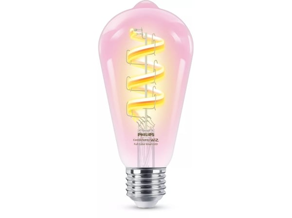 Philips Smart - LED-filamentlyspære - form: ST64 - klar finish - E27 - 6.3 W (ekvivalent 40 W) - klasse G - RGB-lys - 2200-6500 K