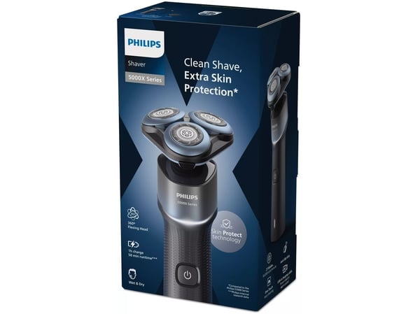 Philips Shaver 5000X series X5006/00 Wet & Dry elektrisk barbermaskin, Roterende hode, Svart, Blå, Batteri, 50 min, 1 timer, 5 min