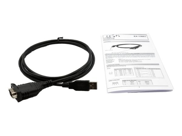 EXSYS GmbH USB-1S-sarjaliitäntä RS-232-porttiin 1,8 metrin kaapelilla (FTDI-piirisarja) (EX-13001)