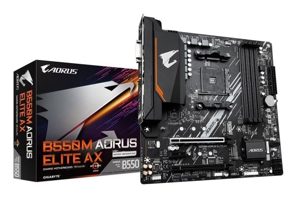 AORUS B550M ELITE AX - 1.3 - moderkort - micro ATX - Socket AM4 - AMD B550 Chipuppsättning - USB 3.2 Gen 1 - Gigabit LAN, Wi-Fi 6E, Bluetooth - inb...