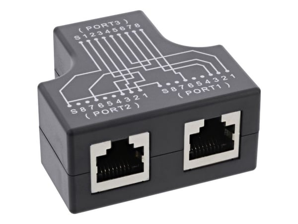 InLine Cat.5e STP T-sovitin Port-Doppler RJ45 naaras - 2x - Verkko - CAT 5e (69995B)