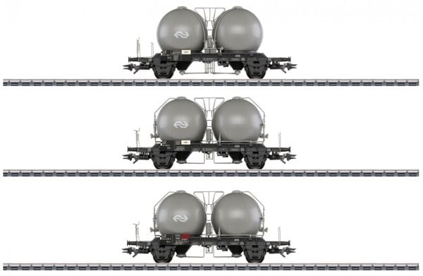 Märklin Type Uces and Ucs-y Spherical Container Car Set, Silo containerbilsett, Monteringssett, HO (1:87), 3 Dutch State Railways (NS) type Ucs and...