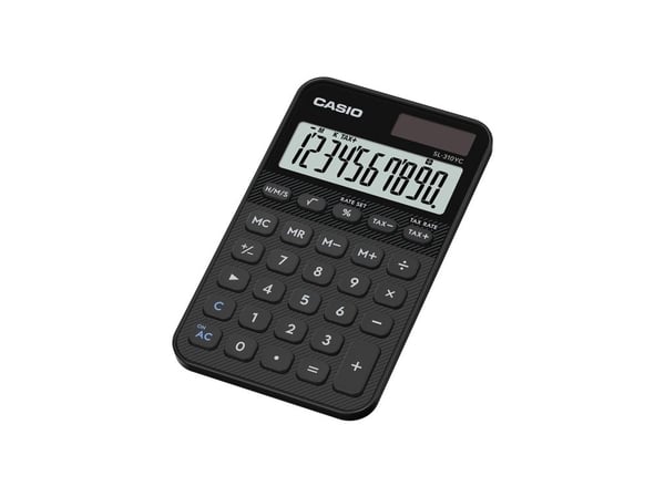 Casio SL-310YC, Tasku, Perus, 10 lukua, Akku/Aurinko, musta