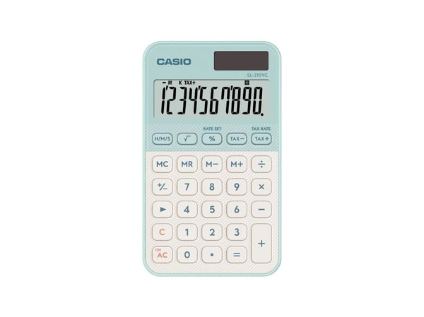 Casio SL-310YC, Lomme, Grunnleggende, 10 sifre, Batteri/Solcelle, Lysegrønn