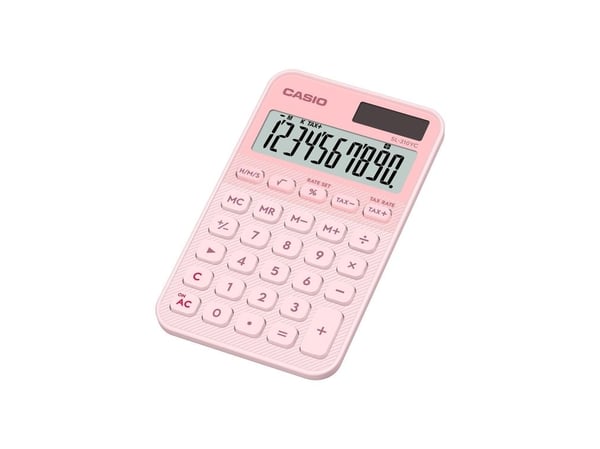 Casio SL-310YC, Lomme, Grunnleggende, 10 sifre, Batteri/Solcelle, Lyserosa