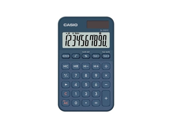 Casio SL-310YC, Lomme, Grunnleggende, 10 sifre, Batteri/Solcelle, Marineblå