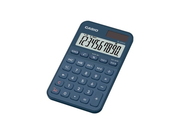 Casio SL-310YC, Lomme, Grunnleggende, 10 sifre, Batteri/Solcelle, Marineblå