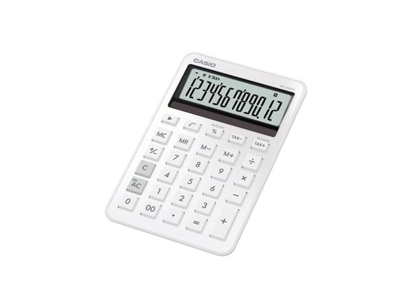 Casio MS-200DQ, Työpöytä, Perus, 12 lukua, Akku/Aurinko, Valkoinen
