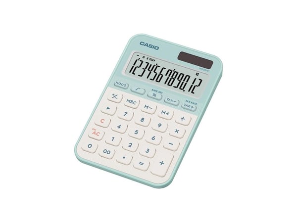 Casio MS-20YC, Desktop, Grunnleggende, 12 sifre, Batteri/Solcelle, Lysegrønn
