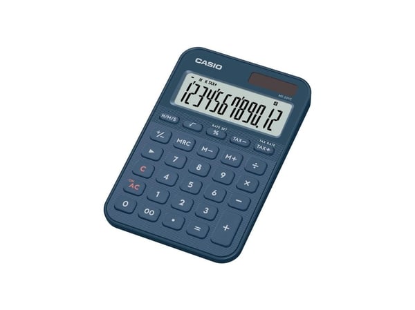 Casio MS-20YC, Desktop, Grunnleggende, 12 sifre, Batteri/Solcelle, Marineblå