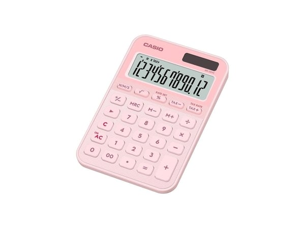Casio MS-20YC - Skrivebordskalkulator - 12 sifre - solpanel, batteri - Lys lyserød