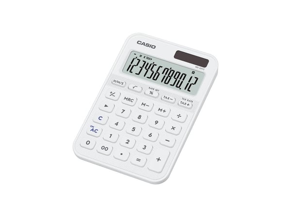 Casio MS-20YC, Desktop, Grunnleggende, 12 sifre, Batteri/Solcelle, Hvit