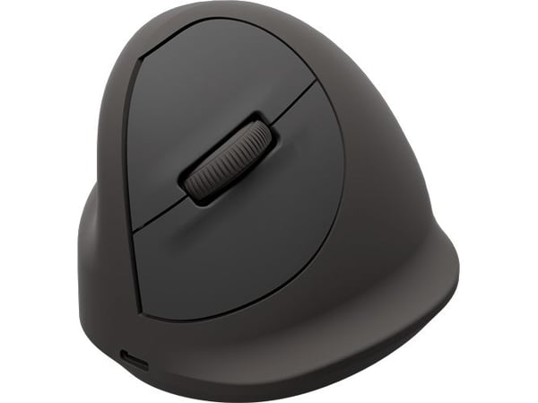 Fellowes Breyta Plus+ - Vertikal mus - ergonomisk - medium - venstrehendt - optisk - 5 knapper - trådløs - Bluetooth, 2.4 GHz, USB-C - svart