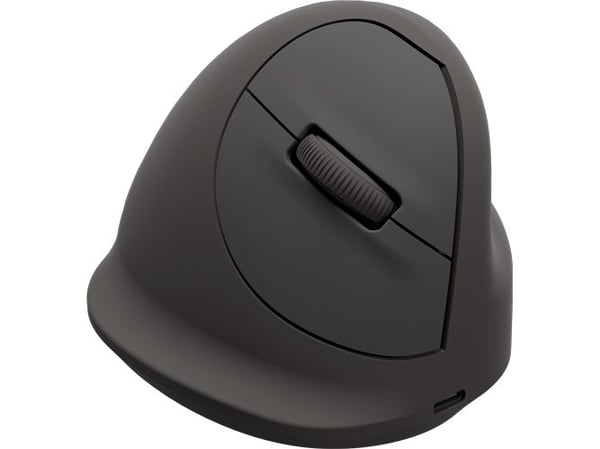 Fellowes Breyta Plus+ - Vertikal mus - ergonomisk - medium - høyrehendt - optisk - 5 knapper - trådløs - Bluetooth, 2.4 GHz, USB-C - svart