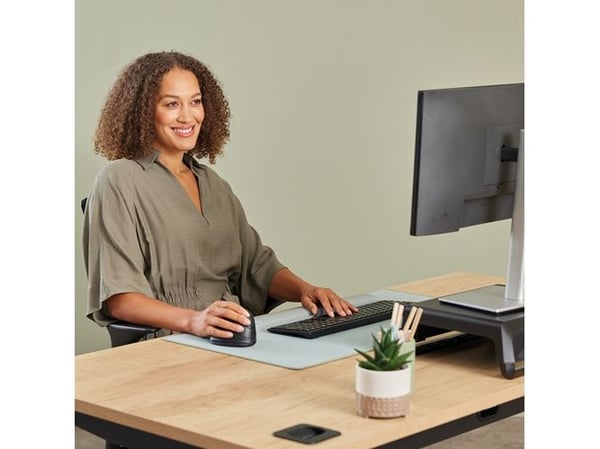 Fellowes Breyta Plus+ - Vertikal mus - ergonomisk - medium - høyrehendt - optisk - 5 knapper - trådløs - Bluetooth, 2.4 GHz, USB-C - svart