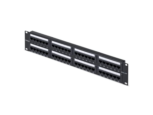 Startech - Koblingspanel - 110 punch-down - rackmonterbar - CAT 6 - UTP - RJ-45 X 48 - svart - 2U - 19"