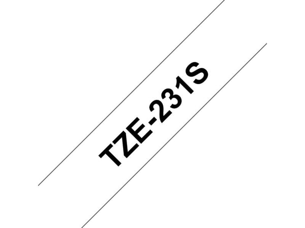 Brother TZe-231S - Svart på hvitt - Rull (1,2 cm x 4 m) 1 kassett(er) laminert teip - for Brother PT-D210, D600, H110; P-Touch PT-D200, D450, D800,...