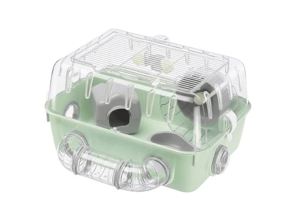 Ferplast COMBI 1 Interaktiivinen hamsterin häkki - Räätälöity muotoilu tunnelijärjestelmällä - Sisältää pyörät ja tarvikkeet - 40,5x29,5xh22,5 cm