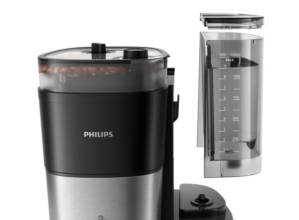 Philips All-in-1 Brew HD7888 Kaffetrakter med kvern, Kaffebrygger (drypp), 1,25 l, Kaffe bønner, Innebygd kaffekvern, 1000 W, Svart, Sølv