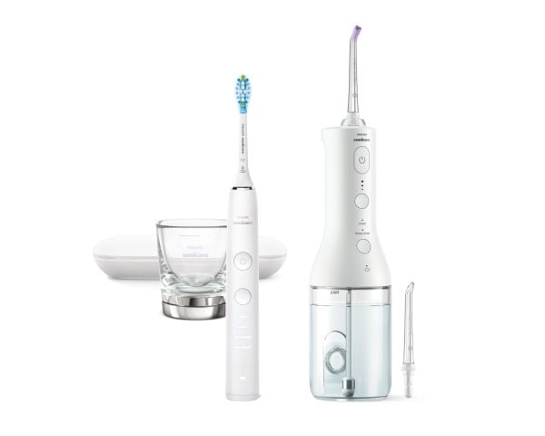 Philips Sonicare DiamondClean 9000 HX3886 - Tannbørste og munnskyllesett - trådløs - hvit