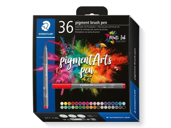 STAEDTLER 371 - Brush pen set - permanent - assorterte farger - fargeblekk - 36 deler