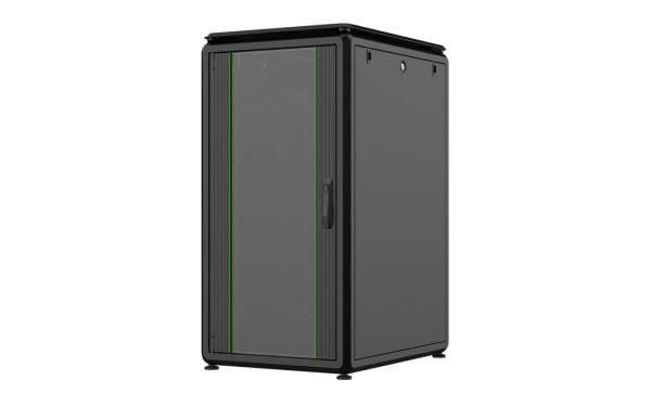 Lanview RDL22U68BL, Itseseisova teline, 22U, 2000 kg, Näppäinlukko, Kotelon kiskot, Säädettävät jalat