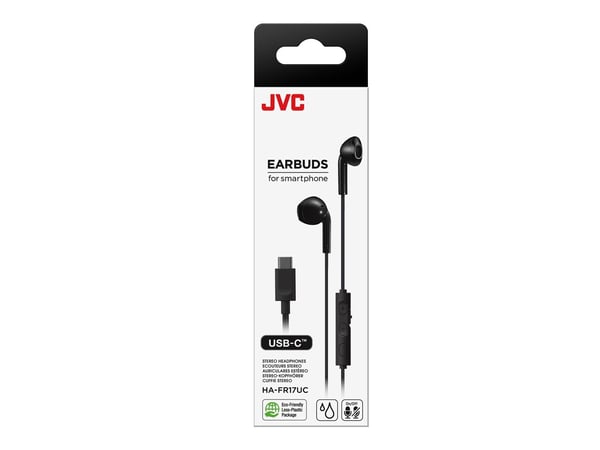 JVC HA-FR17UC - Ørepropper med mikrofon - i øret - kablet - USB-C - svart