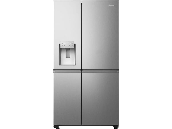 Hisense RS818N4TIC, Fristående, Amerikansk dörr, Grå, Rostfritt stål, Röra, LED, På dörren
