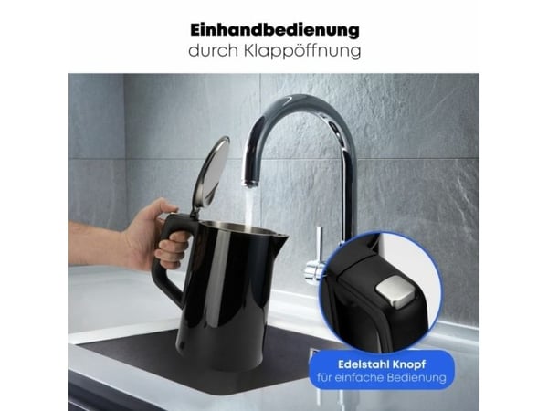 ProfiCook PC-WKS 1243, 1,7 L, 2200 W, Svart, Rustfritt stål, Justerbar termostat, Vannmåler